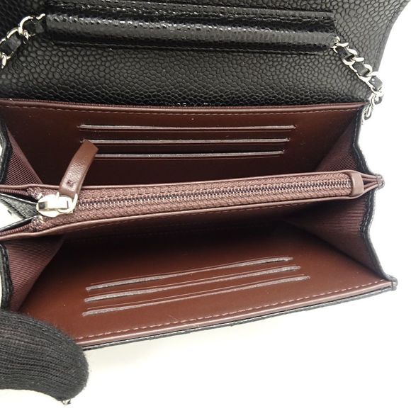 Chanel Mini Chain Wallet Matelasse Caviar Skin Black Wallet - Picture 6 of 6